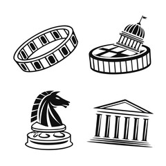 Iconic symbols of government and strategy government building chess piece