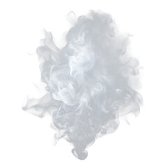 A soft, wispy cloud of white smoke isolated on a transparent background
