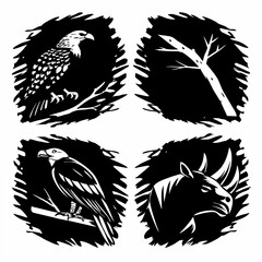 Obraz premium Majestic Eagle and Powerful Rhinoceros Wildlife Portraits nature animal