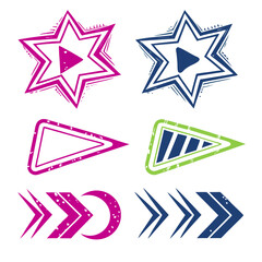 Magenta blue green abstract graphic shapes arrows vector