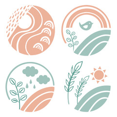Nature inspired abstract circular motifs icons