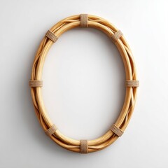 Obraz premium Oval woven wooden frame with rope accents.