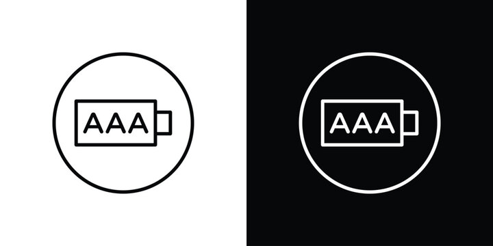 AAA battery icons. linear trend modern icons set