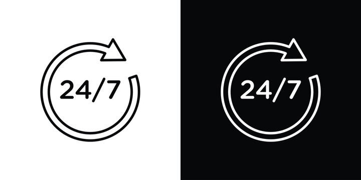 24 7 icons. linear trend modern icons set