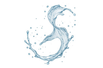 Refreshing splash of pure water forming a dynamic s shape, isolated on transparent background, ideal for projects related to purity, freshness, and motion