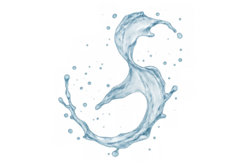 Refreshing splash of pure water forming a dynamic s shape, isolated on transparent background, ideal for projects related to purity, freshness, and motion