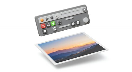 Fototapeta premium Technology interface design illustration sunrise landscape