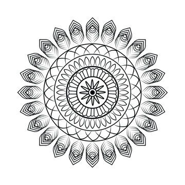 High-Quality Black & White Mandala Line Art