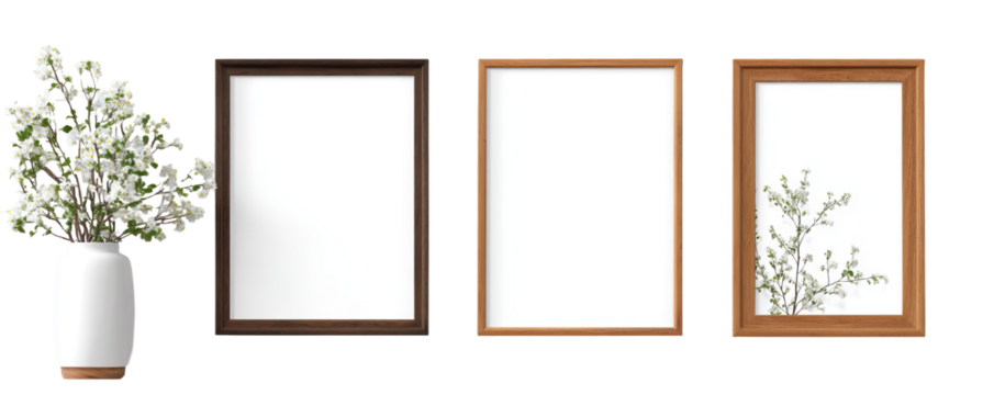 Art Photo Blank Frame Mockup Bundle A4 and A3 Sizes on Transparent Background

