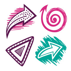 Purple pink teal arrows and triangle icons symbol direction