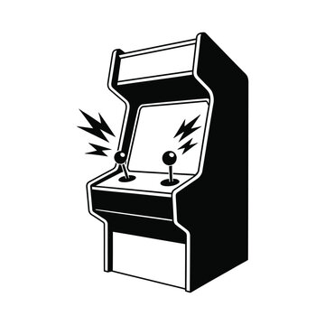 recommend clip art: Retro arcade game machine silhouette isolated on white background