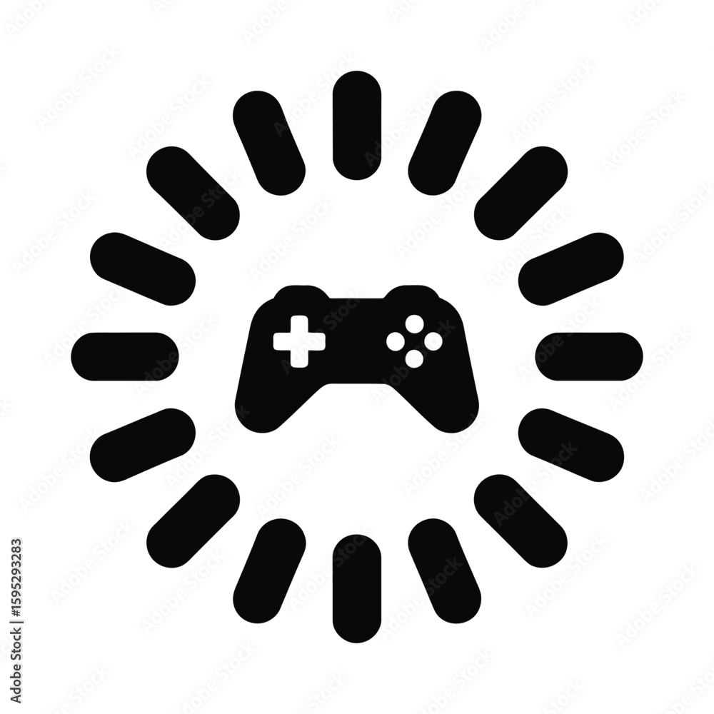 Poster video game controller loading indicator silhouette isolated on white background