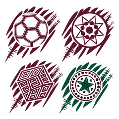 Soccer ball geometric patterns star emblems tribal design sports icons