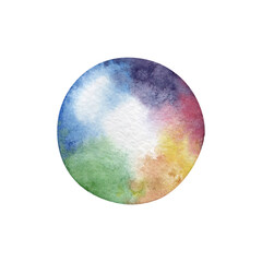 Watercolor illustration of water bubble rainbow ball multicolored circle red blue green yellow hand drawn