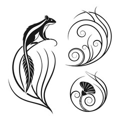 Stylized squirrel with floral elements animal nature