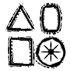 Textured Black Brush Strokes Geometric Shapes abstract border