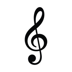 Fototapeta premium Black treble clef silhouette isolated on white background