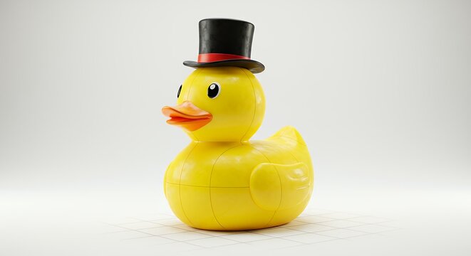 Yellow rubber duck with top hat - Powered by Adobe