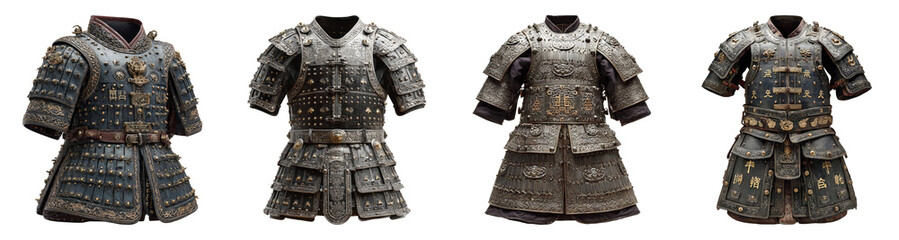 Traditional Armor Designs on Transparent Background for Historical Themes