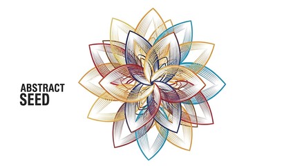 Fototapeta premium Abstract flower design created with colorful lines that creates an eye-catching symmetrical