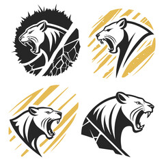 Roaring tiger head abstract art lion big cat