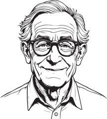 Fototapeta premium Vintage Portrait: An illustration captures the wisdom of an elderly gentleman wearing glasses, embodying knowledge and experience.