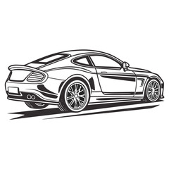 Sleek black sports coupe driving fast sports car