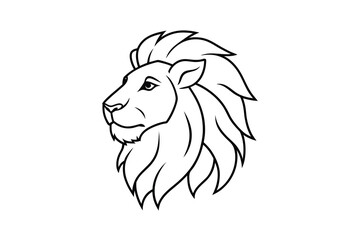 Fototapeta premium Elegant Lion Head Outline Illustration Majestic Mane Side Profile Black and White Simple Design Vector Graphic Suitable for Logos and Branding Minimalist Style