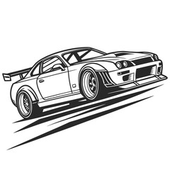 Sleek sports car with large spoiler racing car coupe