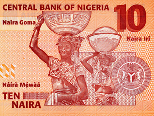 10 Naira Nigeria, 2019. Polymer money. Money of Nigeria and Africa.