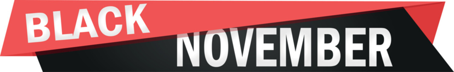 Black November Banner: A dynamic, angled banner showcases Black November in bold, eye-catching text, a promotional design tailored for sales and marketing campaigns.
