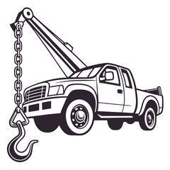 Tow truck lifting hook and chain towing