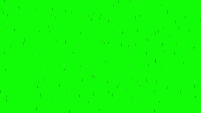 vector look black rain drops on green screen, cartoon animation style 2d rains, rainy day chroma key filter animated doodles
