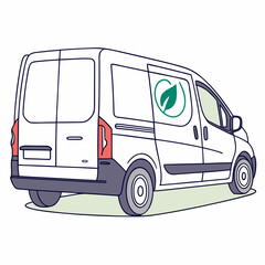 White delivery van with green leaf emblem white van © RABBY MIA