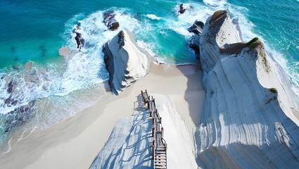 Hidden Ascent: Where Cliffs Embrace the Turquoise Sea