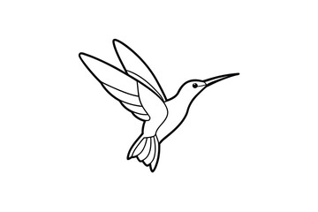 Obraz premium Elegant Hummingbird Outline Illustration A minimalist black and white drawing of a hummingbird in flight perfect for coloring books logos and simple design projects