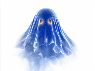 Mysterious Spectral: A translucent, ethereal spectral with glowing eyes, floating weightlessly. An artistic representation of an otherworldly form.