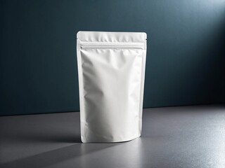 Foil pouch with zipper, doypack for food. Blank stand up plastic bags mockup. flex package with zip lock isolated on white background, 3d illustration