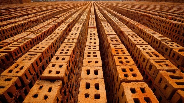 Rows of orange bricks