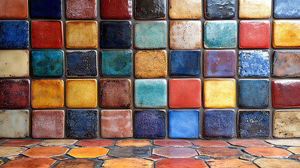 Colorful Mosaic Tile Wall and Floor Background Texture