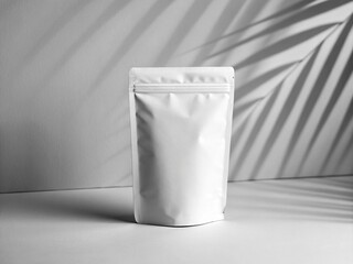 Foil pouch with zipper, doypack for food. Blank stand up plastic bags mockup. flex package with zip lock isolated on white background, 3d illustration