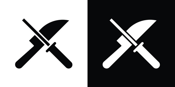 Knife sharpener icon in modern thin line and glyph concept.