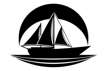 Fototapeta premium Minimalist Silhouette of a Sailboat at Sunset – Clean Vector Art