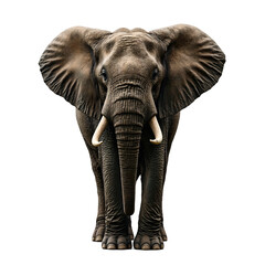 Majestic African elephant with intricate details and raised trunk exuding wisdom and power