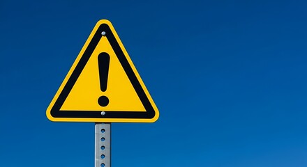 Warning Sign against a Vibrant Blue Sky backdrop representing alerts and caution providing safety