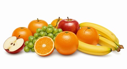 fruits on white