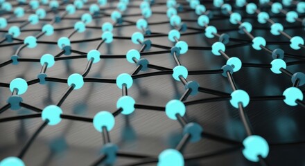 Intricate Network of Glowing Nodes and Connecting Lines Representing Advanced Technology and Connectivity