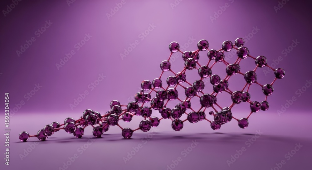 Poster abstract representation of a molecular structure in purple tone captured in a studio environment