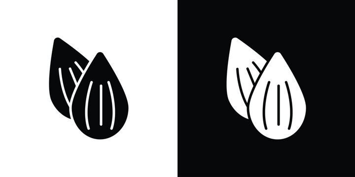 Almond icon in modern thin line and glyph concept.