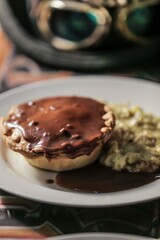 Steampunk-Themed Meat Pie with Mashed Potatoes and Skull Deco